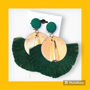 Tassel Earrings Fashion Gold Green